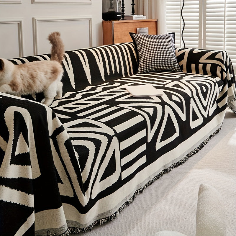 1pc Boho Style Sofa Cover, Anti Pet Scratch Couch Cover, Anti-dirty Non-slip.