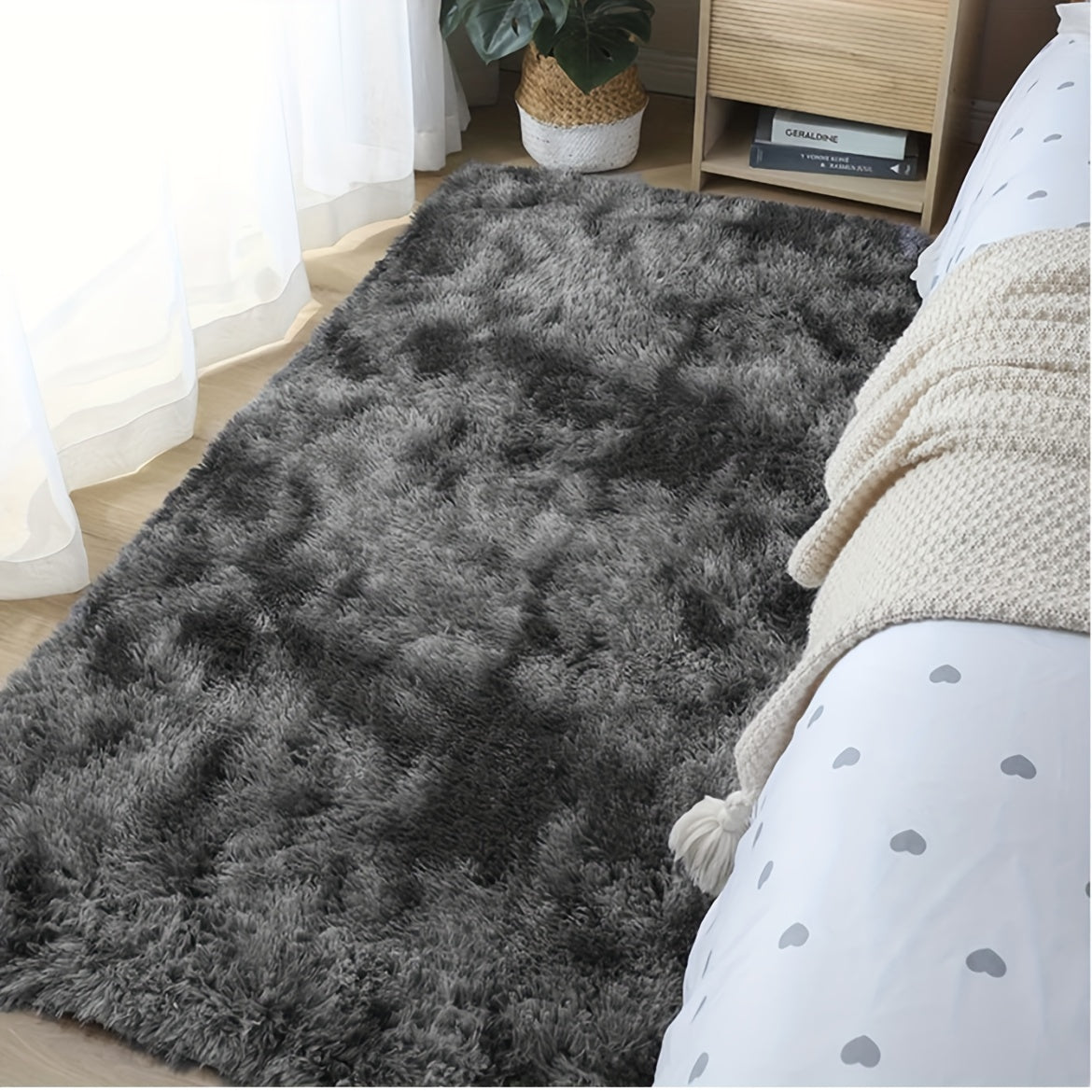 1pc, Soft Plush Area Rugs, Non-slip Fuzzy Shag Plush Soft Shaggy Bedside Rug