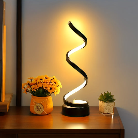 1pc Spiral Table Lamp, For Bedroom Office Nightstand Bookshelf Living Room Home Decor